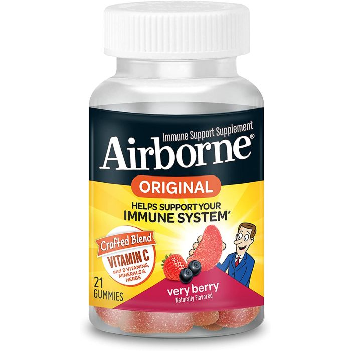 Airborne 750mg Vitamin C Berry Flavored 21 Gummies Immune Support - supplemynts.com
