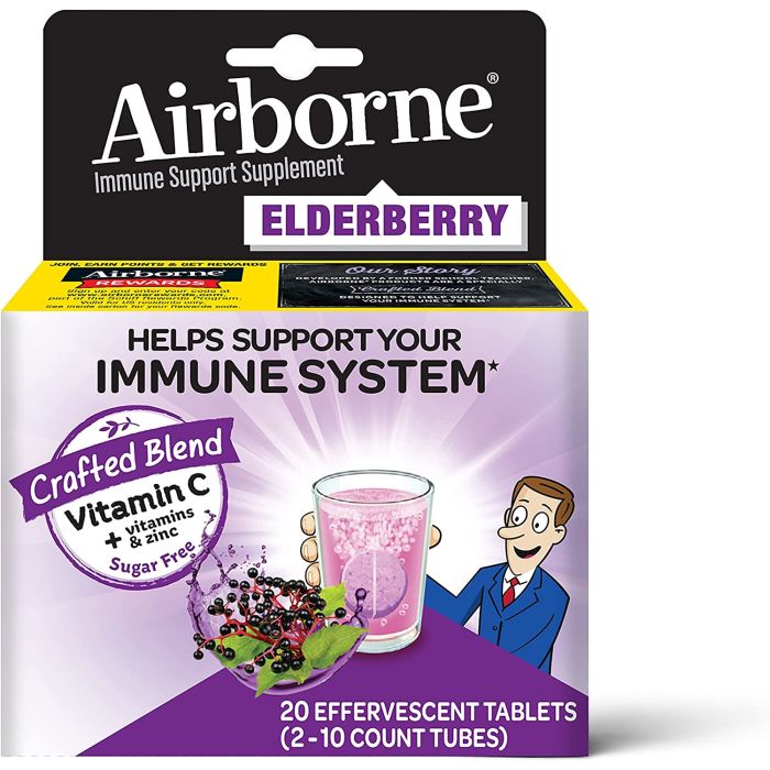 Airborne Elderberry 20 Effervescent Tablets Immune Support - supplemynts.com