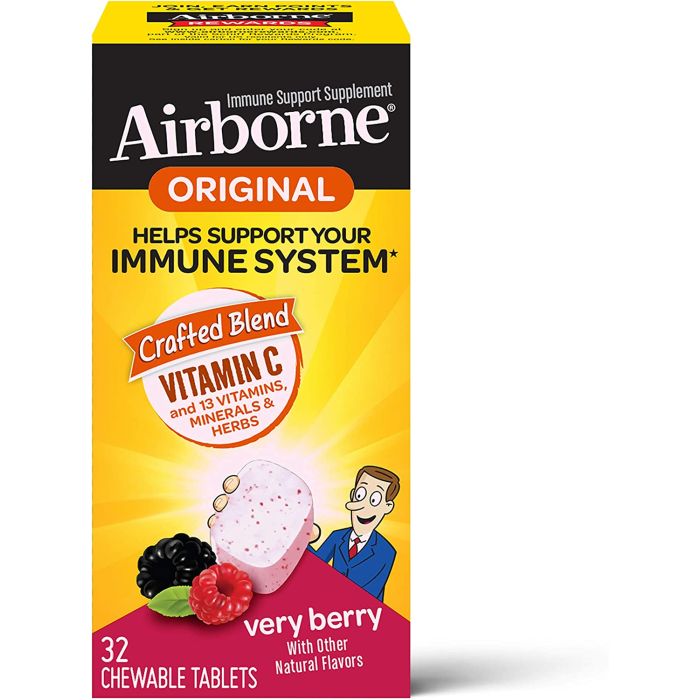 Airborne Vitamin C 1000mg Immune Support Berry 32 Chewable Tablets - supplemynts.com