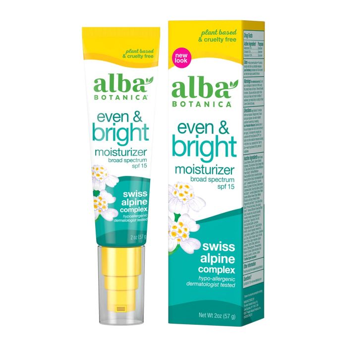 Alba Botanica Even & Bright Moisturizer Broad Spectrum 15 SPF 2 Oz - supplemynts.com