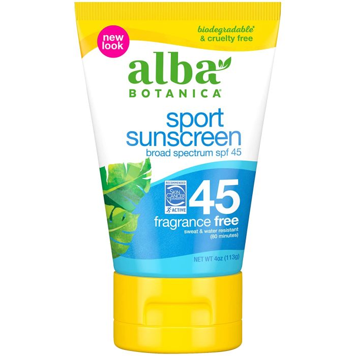 Alba Botanica Sport Sunscreen Lotion 45 SPF Fragrance Free 4 Oz - supplemynts.com