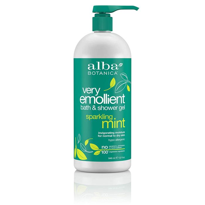 Alba Botanica Very Emollient Bath and Shower Gel Sparkling Mint 32 Oz - supplemynts.com