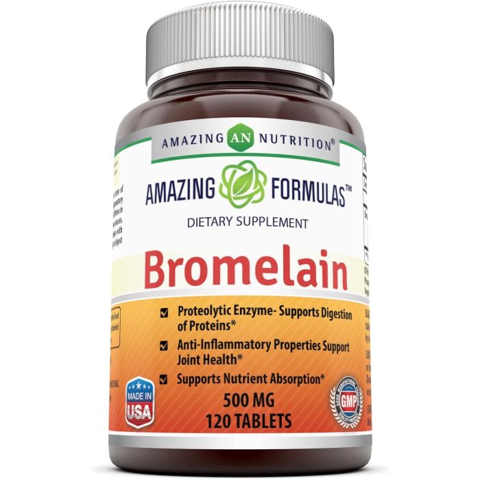Amazing Formulas Bromelain 500mg 120 Tablets Digestion Support - supplemynts.com