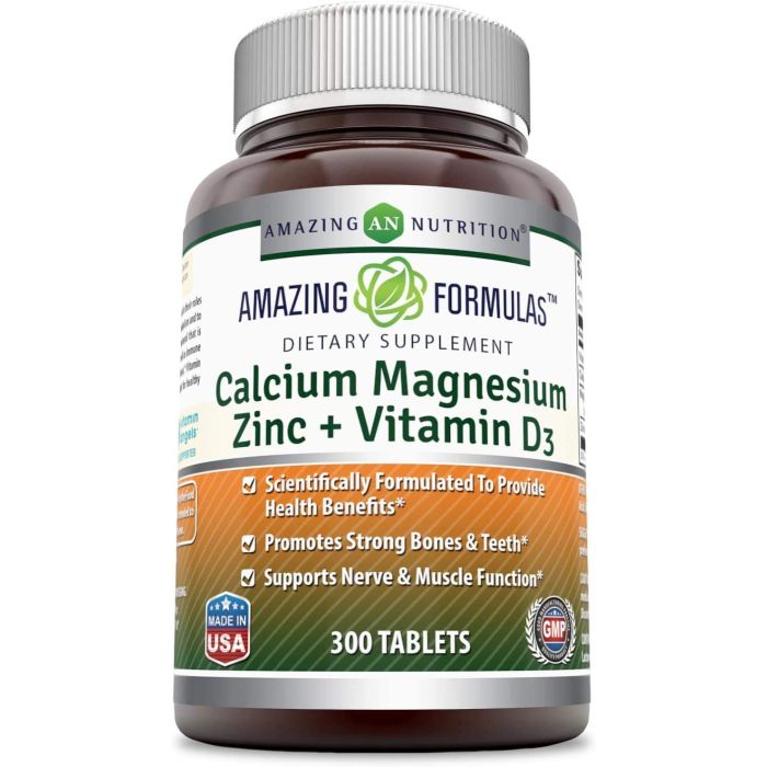 Amazing Formulas Calcium Magnesium Zinc Vitamin D3 300 Tablets - supplemynts.com