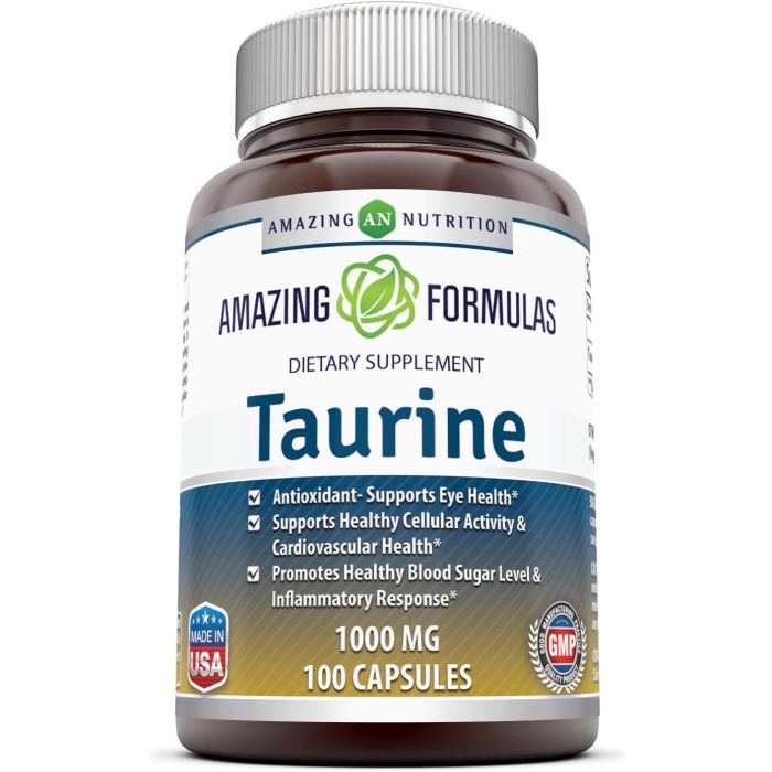 Amazing Formulas Cardiovascular Health Taurine 1000mg 100 Capsules - supplemynts.com