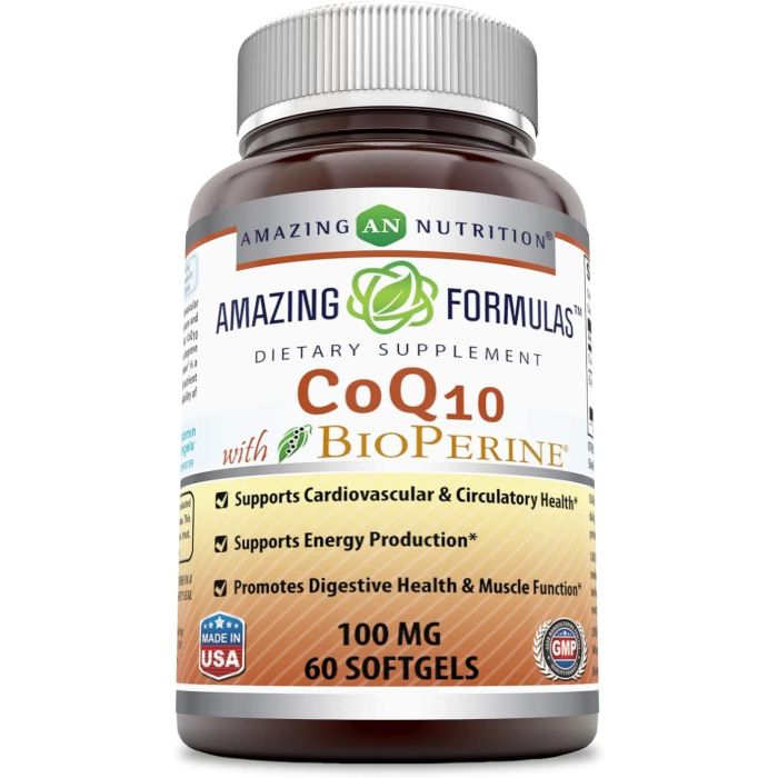 Amazing Formulas CoQ10 with Bioperine 100mg 60 Softgels Gluten Free - supplemynts.com