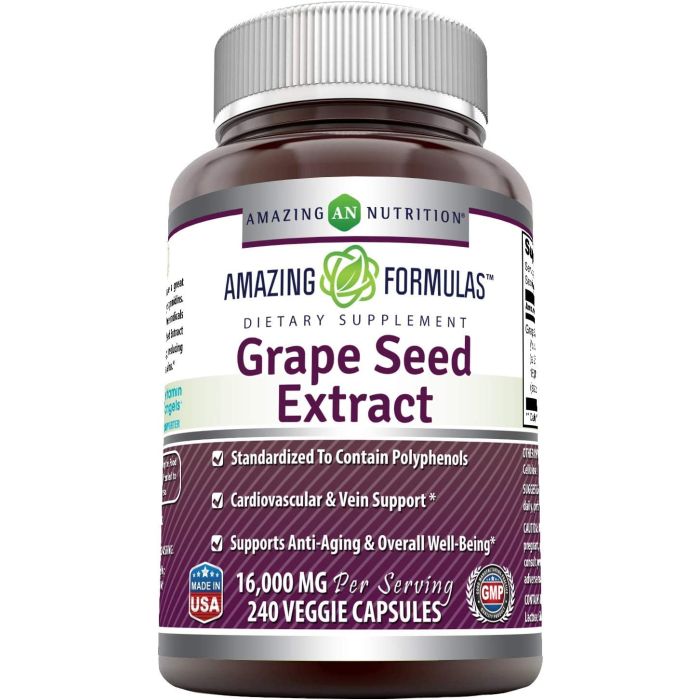 Amazing Formulas Grapeseed Extract 16,000 mg 240 Veggie Caps - supplemynts.com