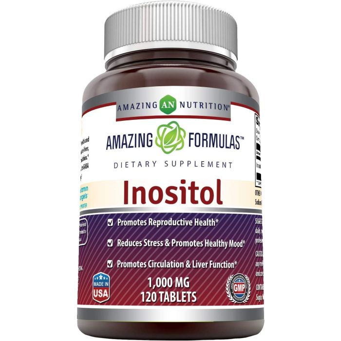 Amazing Formulas Inositol 1000mg 120 Tablets Cellular Detoxification - supplemynts.com
