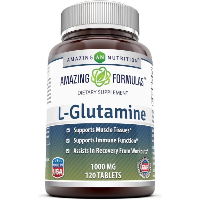 Amazing Formulas L Glutamine 1000mg 120 Tablets Workout Recovery - supplemynts.com