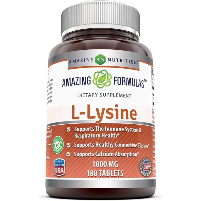 Amazing Formulas L-Lysine 1000mg 180 Tablets Immune Support Supplement - supplemynts.com