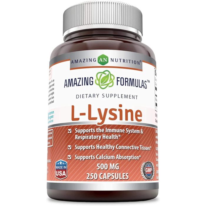 Amazing Formulas L-Lysine 500mg 250 Caps Immune Support Supplement - supplemynts.com