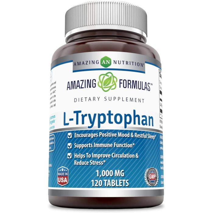 Amazing Formulas L-Tryptophan 1000mg 120 Tablets Gluten Free - supplemynts.com