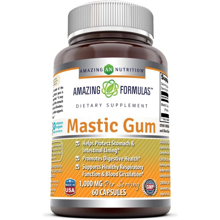 Amazing Formulas Mastic Gum 1000mg  60 Capsules Digestive Support - supplemynts.com
