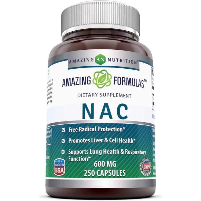 Amazing Formulas NAC 600mg 250 Caps Antioxidant Support Supplement - supplemynts.com