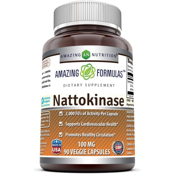 Amazing Formulas Nattokinase 100mg 90 Veggie Capsules Gluten Free - supplemynts.com