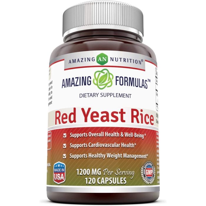 Amazing Formulas Red Yeast Rice 1200mg 120 Capsules Weight Management - supplemynts.com