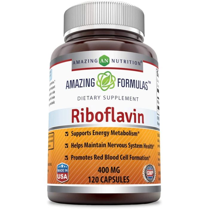 Amazing Formulas Riboflavin 400mg 120 Caps Promotes Nervous System - supplemynts.com