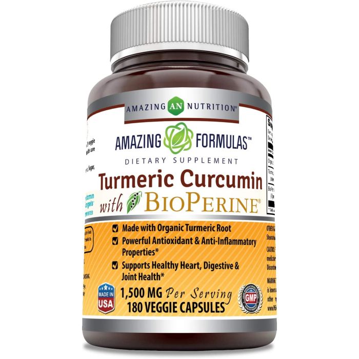 Amazing Formulas Turmeric Curcumin BioPerine 1500 Mg 180 Veggie Caps - supplemynts.com