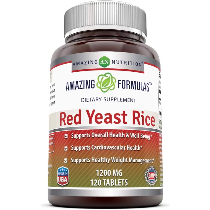 Amazing Formulas Weight Management Red Yeast Rice 1200mg 120 Tablets - supplemynts.com