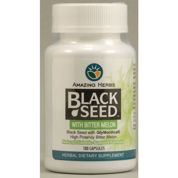 Amazing Herbs Black Seed Bitter Melon GlyMordica 100 Veggie Caps - supplemynts.com