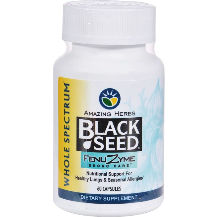 Amazing Herbs Black Seed Fenuzyme Bronc Care 60 Veggie Caps - supplemynts.com