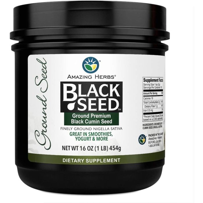 Amazing Herbs Black Seed Premium Ground Black Cumin Seeds - supplemynts.com