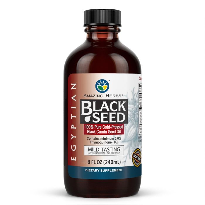 Amazing Herbs Egyptian Black Seed Oil Mild Flavor Gluten Free - supplemynts.com