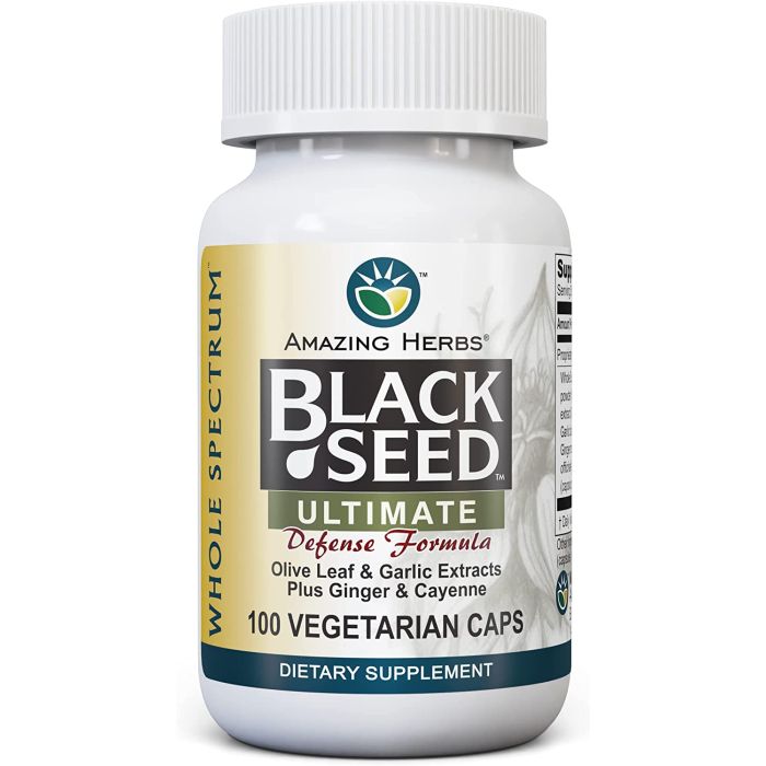 Amazing Herbs Whole Spectrum Black Seed Ultimate 100 Veggie Caps - supplemynts.com