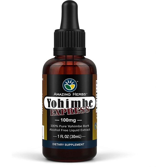 Amazing Herbs Yohimbe Express Liquid Extract 100mg Alcohol Free 1 Oz - supplemynts.com