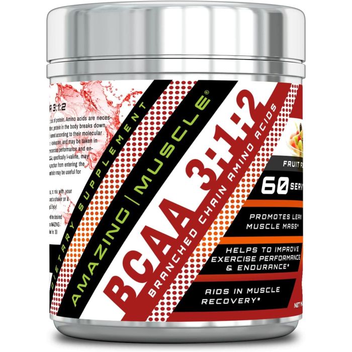 Amazing Muscle BCAA 3-1-2 Promotes Muscle Mass 60 Servings Fruit Punch - supplemynts.com