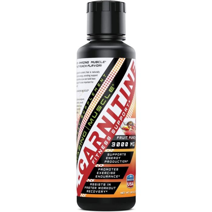Amazing Muscle L-Carnitine 3000mg 16 Oz Fruit Punch Fast Recovery - supplemynts.com