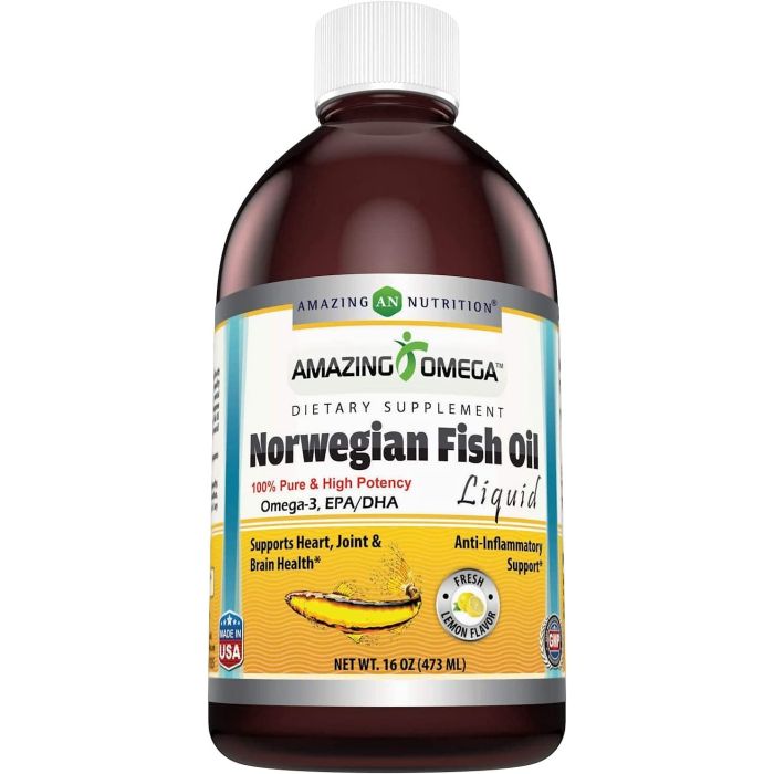 Amazing Omega Brain Health Norwegian Liquid Fish Oil 16oz Lemon Flavor - supplemynts.com