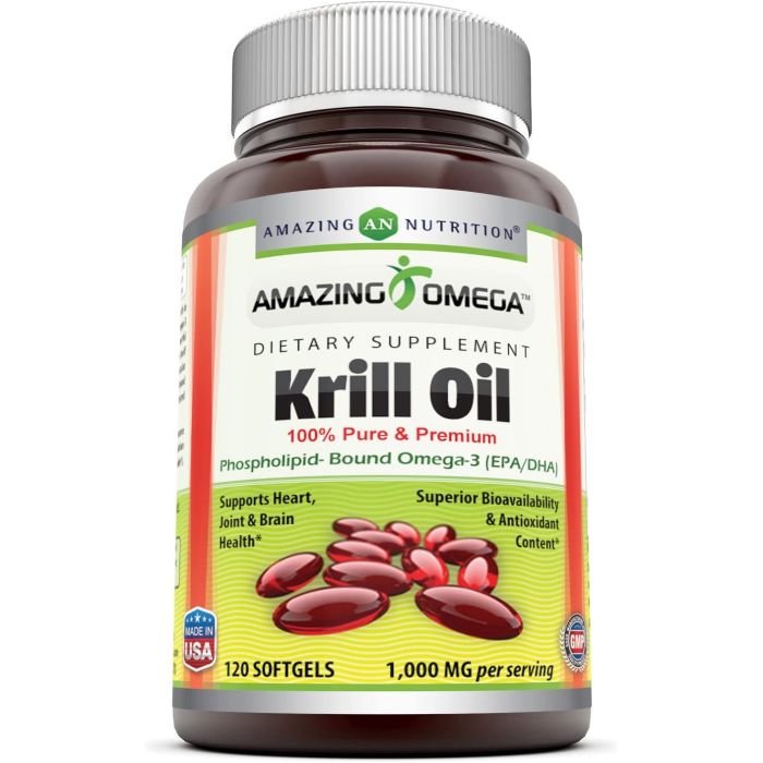 Amazing Omega Krill Oil Supports Brain Health 1000mg 120 Softgels - supplemynts.com