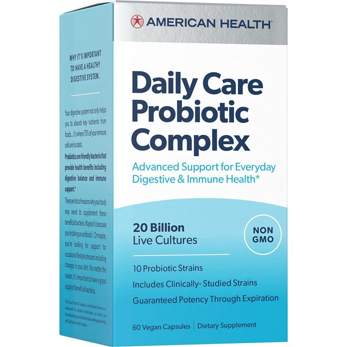 American Health Daily Care Probiotic Complex 20 Billion 60 Capsules - supplemynts.com