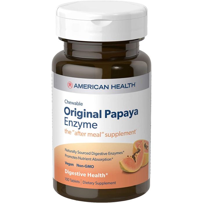 American Health Papaya Enzyme Chewable Tablets Digestive Health - supplemynts.com