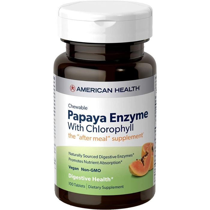 American Health Papaya Enzyme with Chlorophyll Chewable Tablets - supplemynts.com