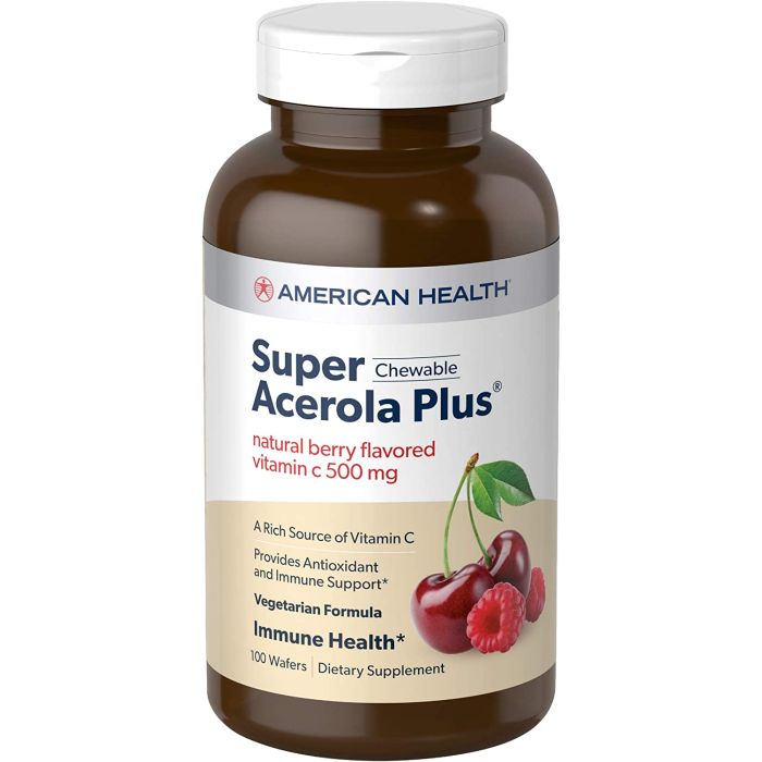 American Health Super Acerola Plus Chewable 100 Wafers Immune Health - supplemynts.com