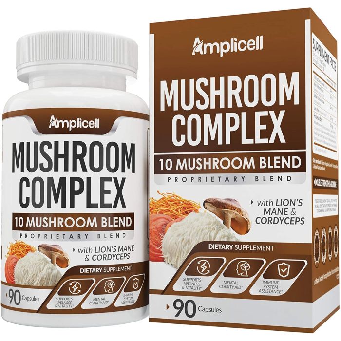 Amplicell Mushroom Complex 10 In 1 Blend 90 Caps Lion's Mane Cordyceps - supplemynts.com