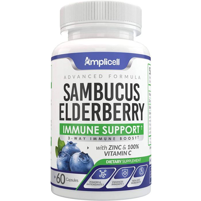Amplicell Sambucus Elderberry Immune Support Supplement 60 Caps - supplemynts.com