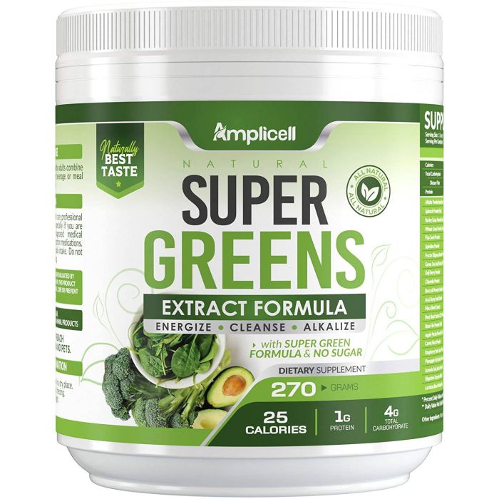 Amplicell Super Greens Extract Formula Sugar Free Powder 270g - supplemynts.com