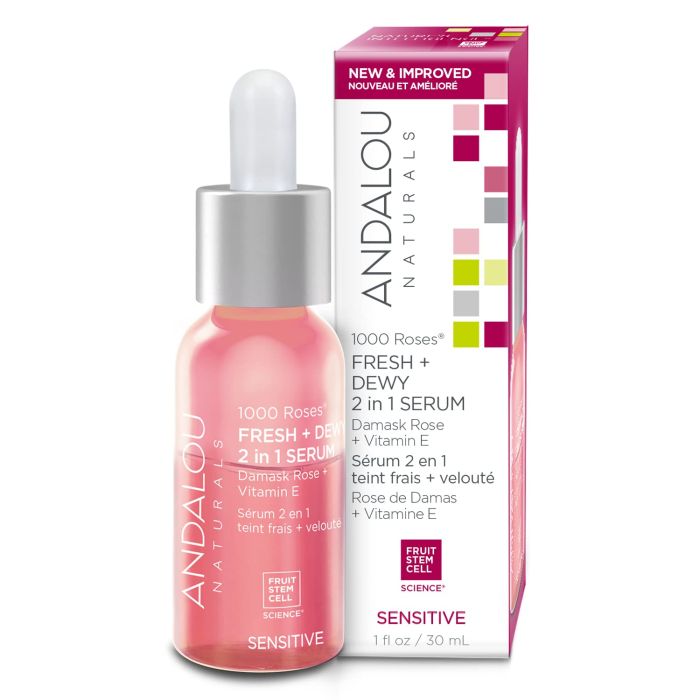 Andalou Naturals 1000 Roses Fresh + Dewy 2 in 1 Serum 1 fl oz - supplemynts.com