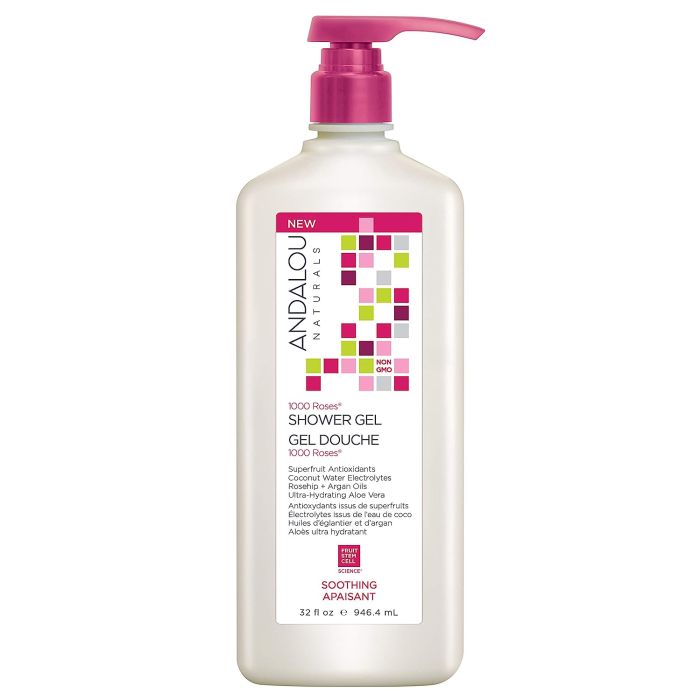 Andalou Naturals Sensitive 1000 Roses Soothing Shower Gel 32 fl oz - supplemynts.com