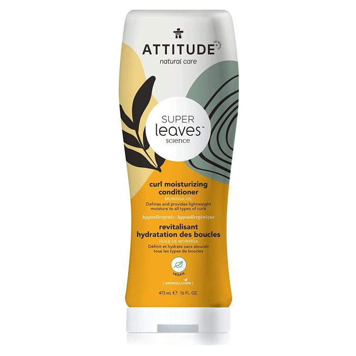 Attitude Super Leaves Curl Moisturizing Conditioner Moringa Oil 16 oz - supplemynts.com