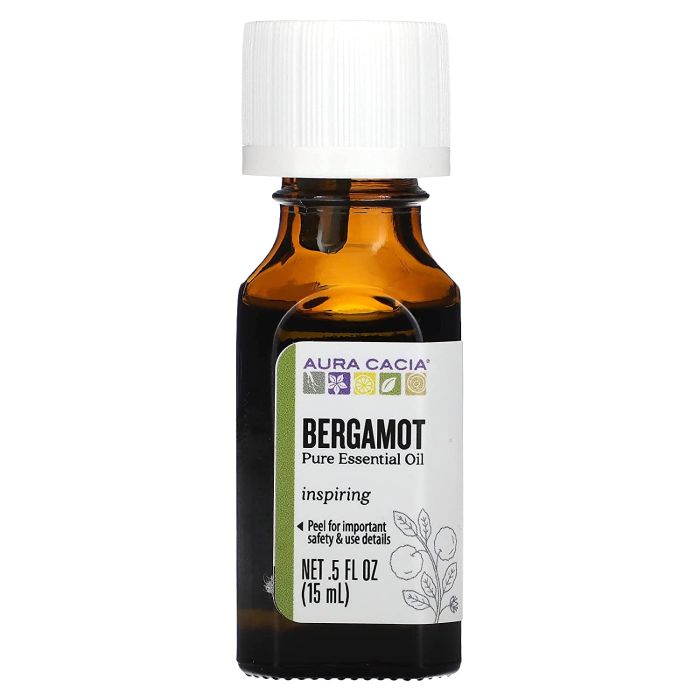 Aura Cacia Bergamot Pure Essential Oil 0.5 fl oz Inspiring Natural - supplemynts.com