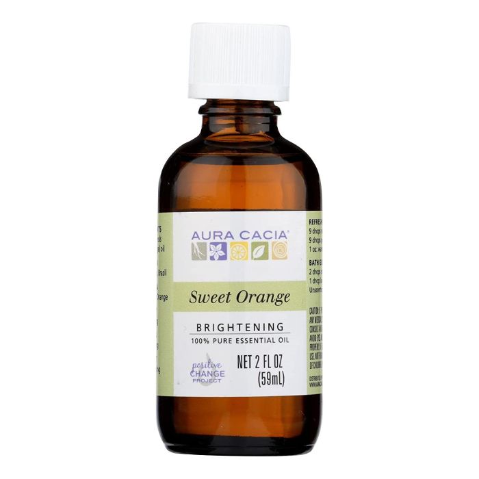 Aura Cacia Brightening Sweet Orange Pure Essential Oil 2 fl oz - supplemynts.com