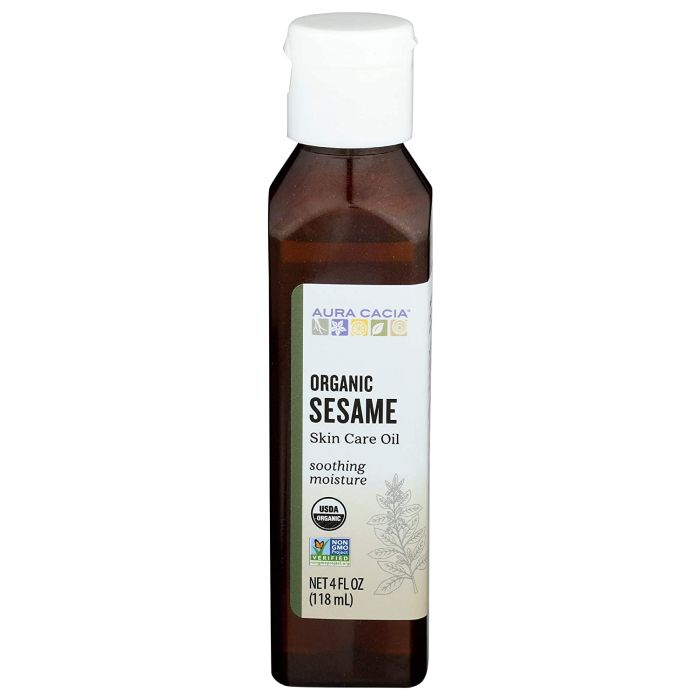 Aura Cacia Organic Sesame Skin Care Oil 4 fl oz Soothing Moisture - supplemynts.com