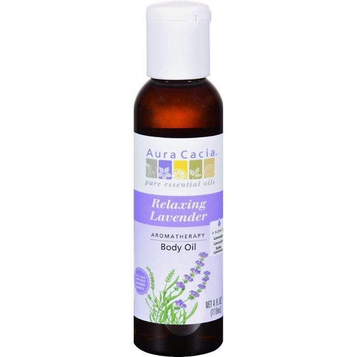 Aura Cacia Relaxing Lavender Body Oil 4 oz Free of Parabens - supplemynts.com