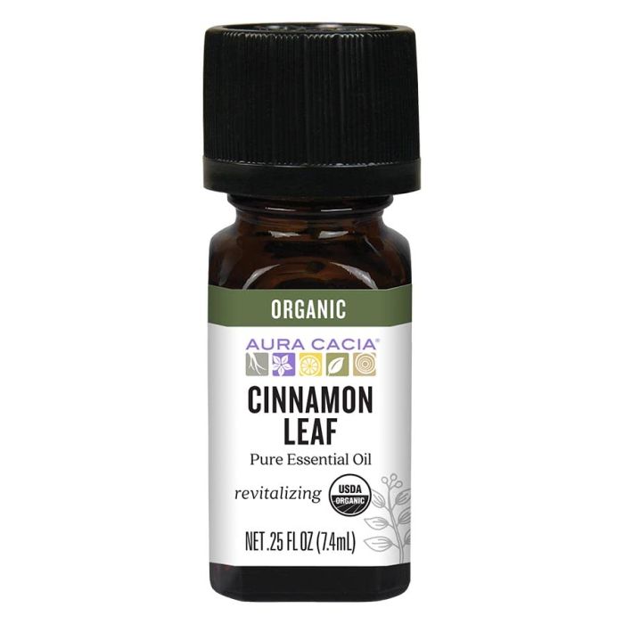 Aura Cacia Revitalizing Cinnamon Leaf Pure Essential Oil 0.25 fl oz - supplemynts.com