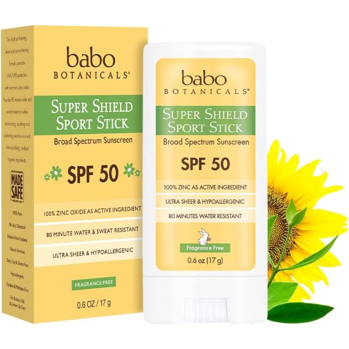 Babo Botanicals Super Shield Mineral Sunscreen Sport Stick SPF50 - supplemynts.com