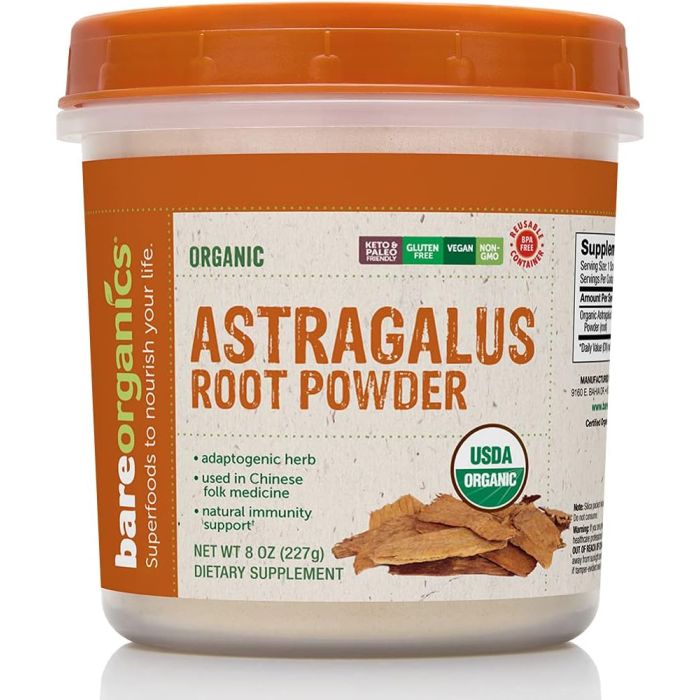 BareOrganics Astragalus Root Powder 8 Oz Immune Support Gluten Free - supplemynts.com